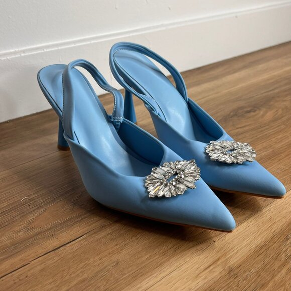 Pointed Toe Women's Shoes Shallow Diamond Shoes Low Heel Strappy Shoes Sandals - Picture 5 of 7